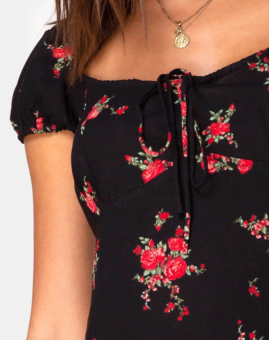 Gaval Mini Dress in Soi Rose Black and Red sold by Motel Rocks product image thumbnail 5