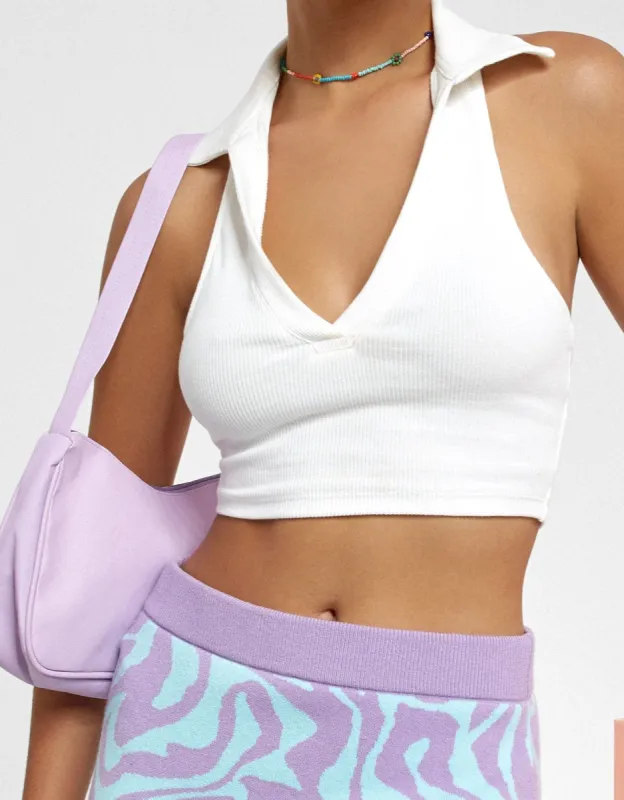 Meiken Crop Top in Rib Ivory sold by Motel Rocks