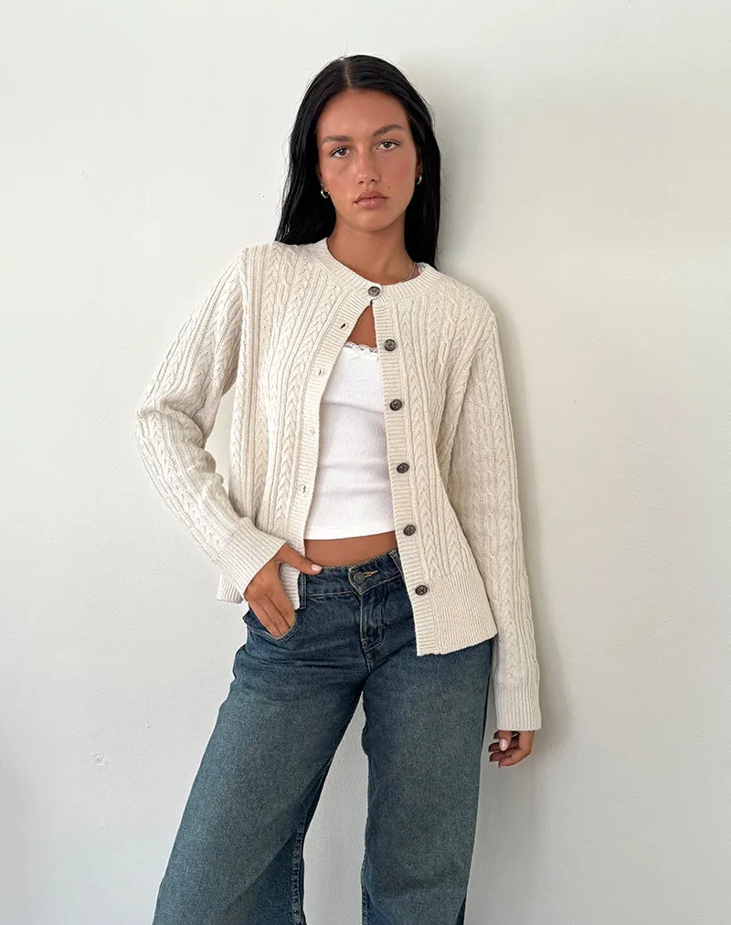 Bavana Cardigan in Ivory sold by Motel Rocks