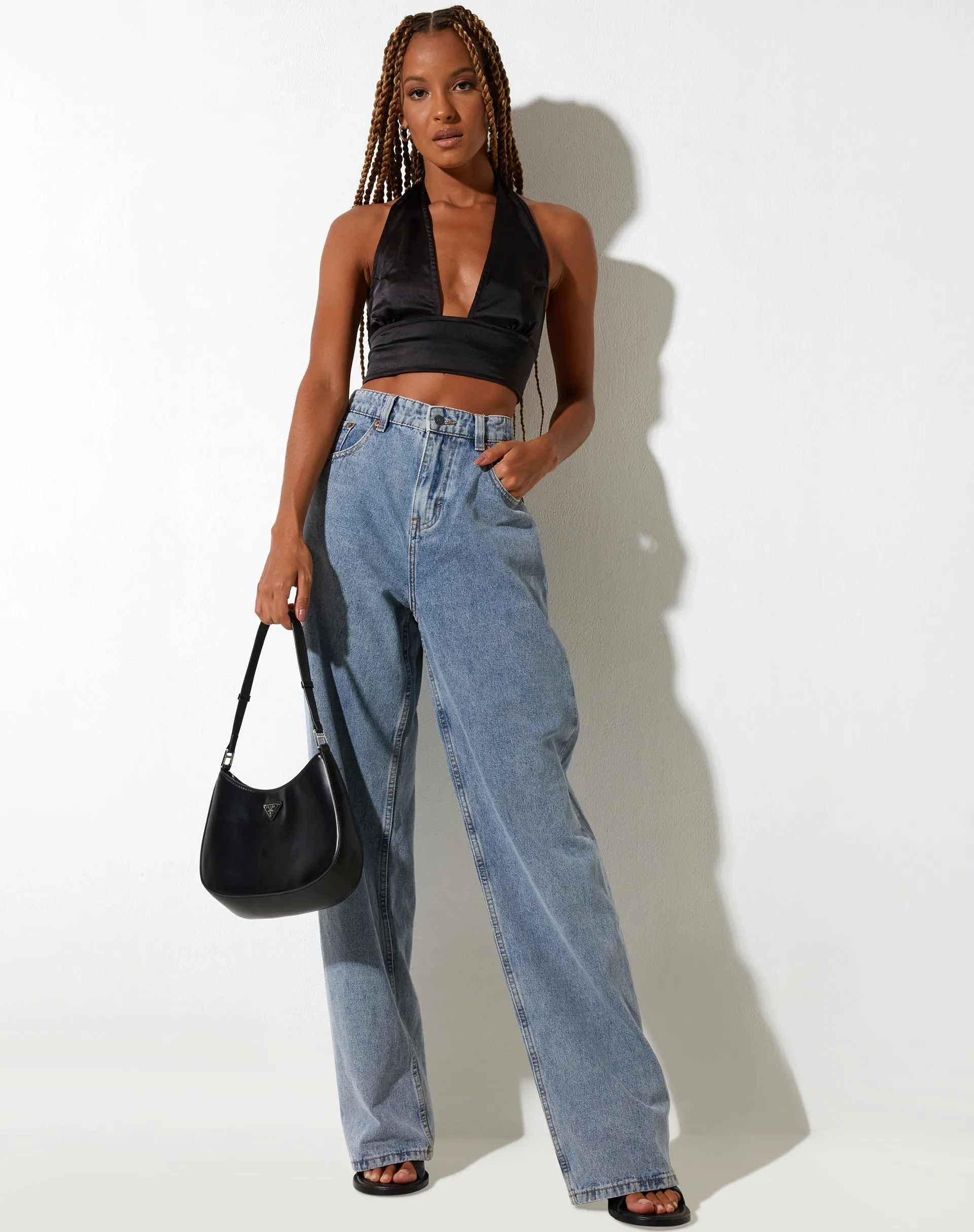 Keiza Crop Top in Satin Black sold by Motel Rocks product image thumbnail 3