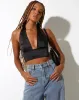 Keiza Crop Top in Satin Black sold by Motel Rocks