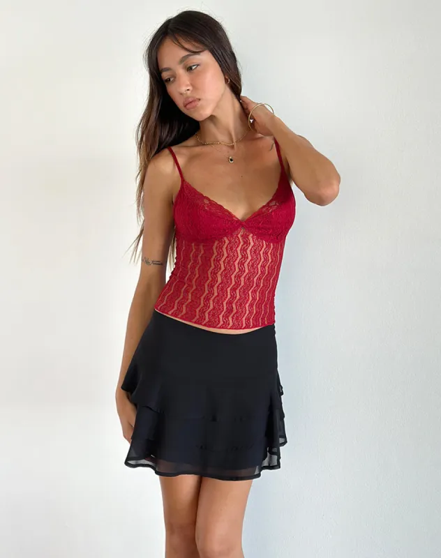 Megara Strappy Top in Red Lace Mesh sold by Motel Rocks