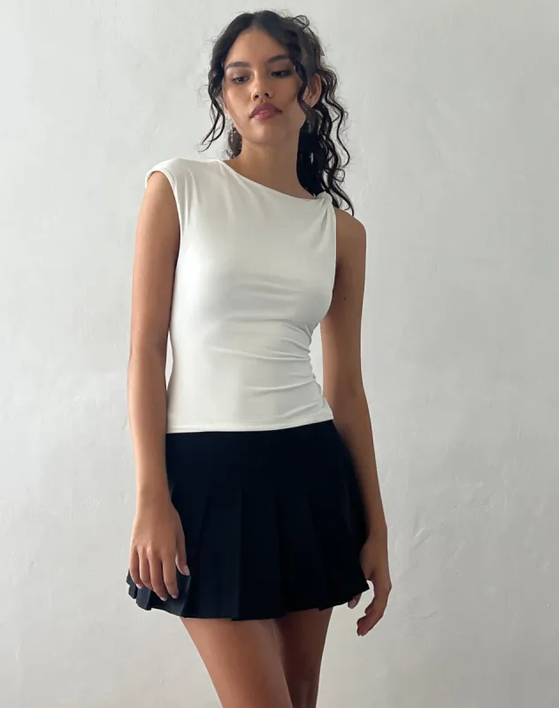Cambrie Asymmetric Sleeveless Top in Ivory sold by Motel Rocks