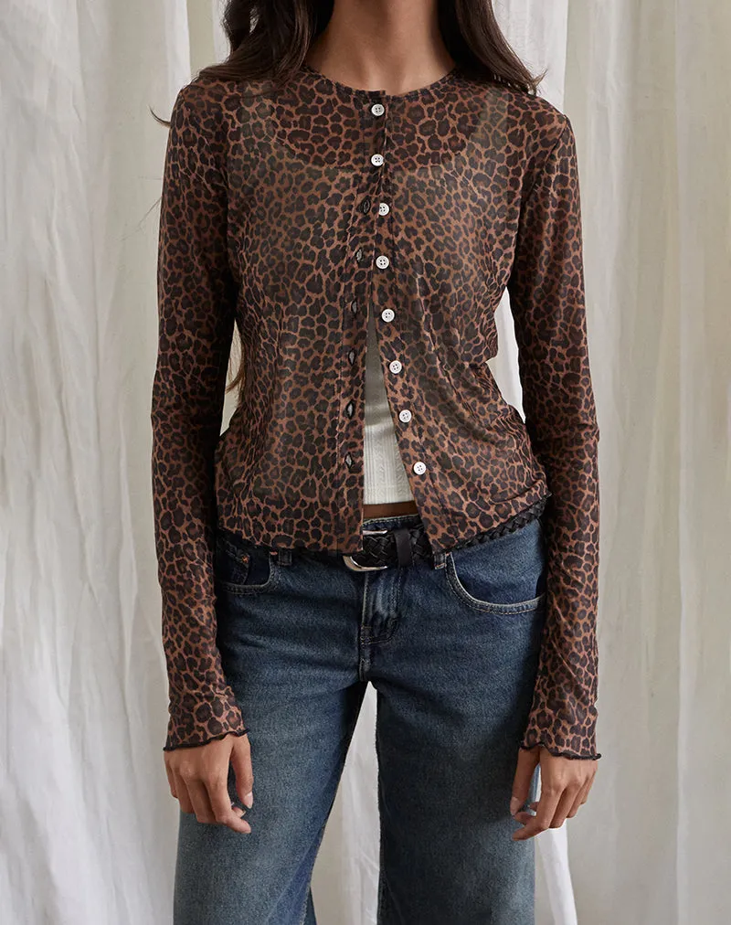 Kahula Shirt in Mesh Rar Leopard sold by Motel Rocks