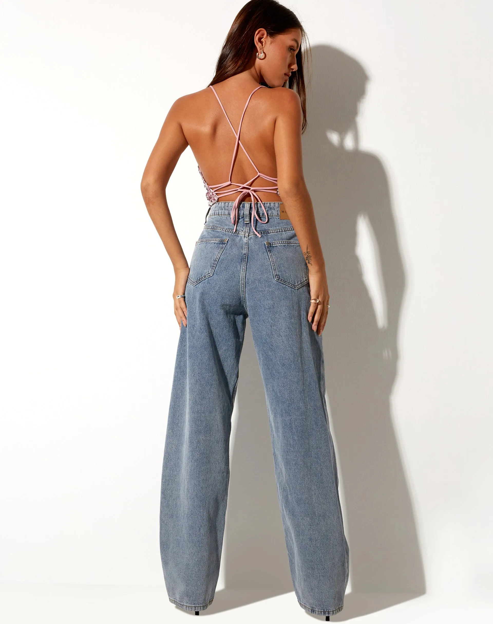 Angel Crop Top in Blush Pink Fishscale Sequin sold by Motel Rocks product image thumbnail 4