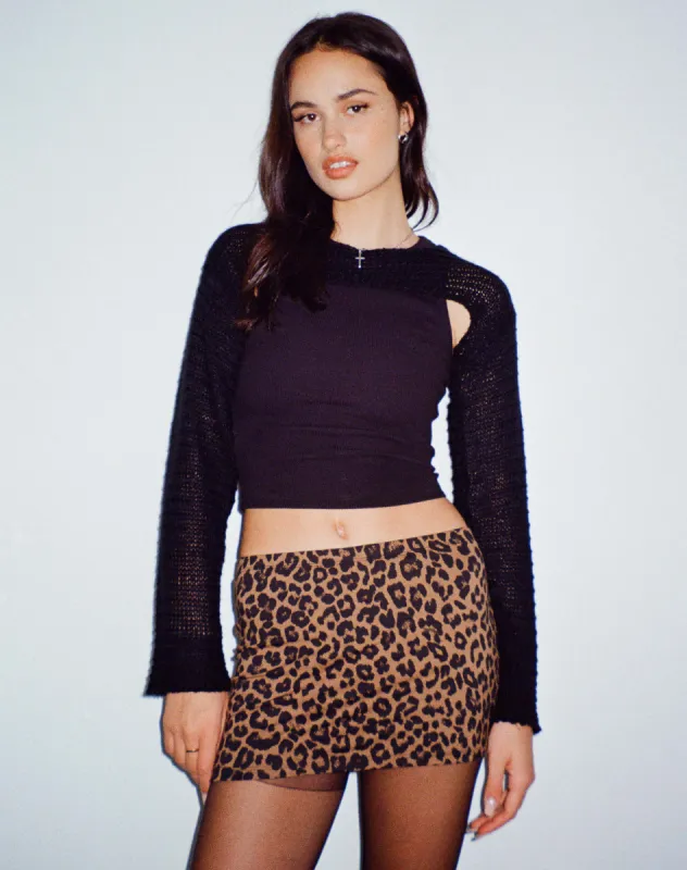 Lidya Mini Skirt in Leopard Daze Brown sold by Motel Rocks