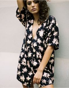 Mirach Dress in Antique Rose Black sold by Motel Rocks