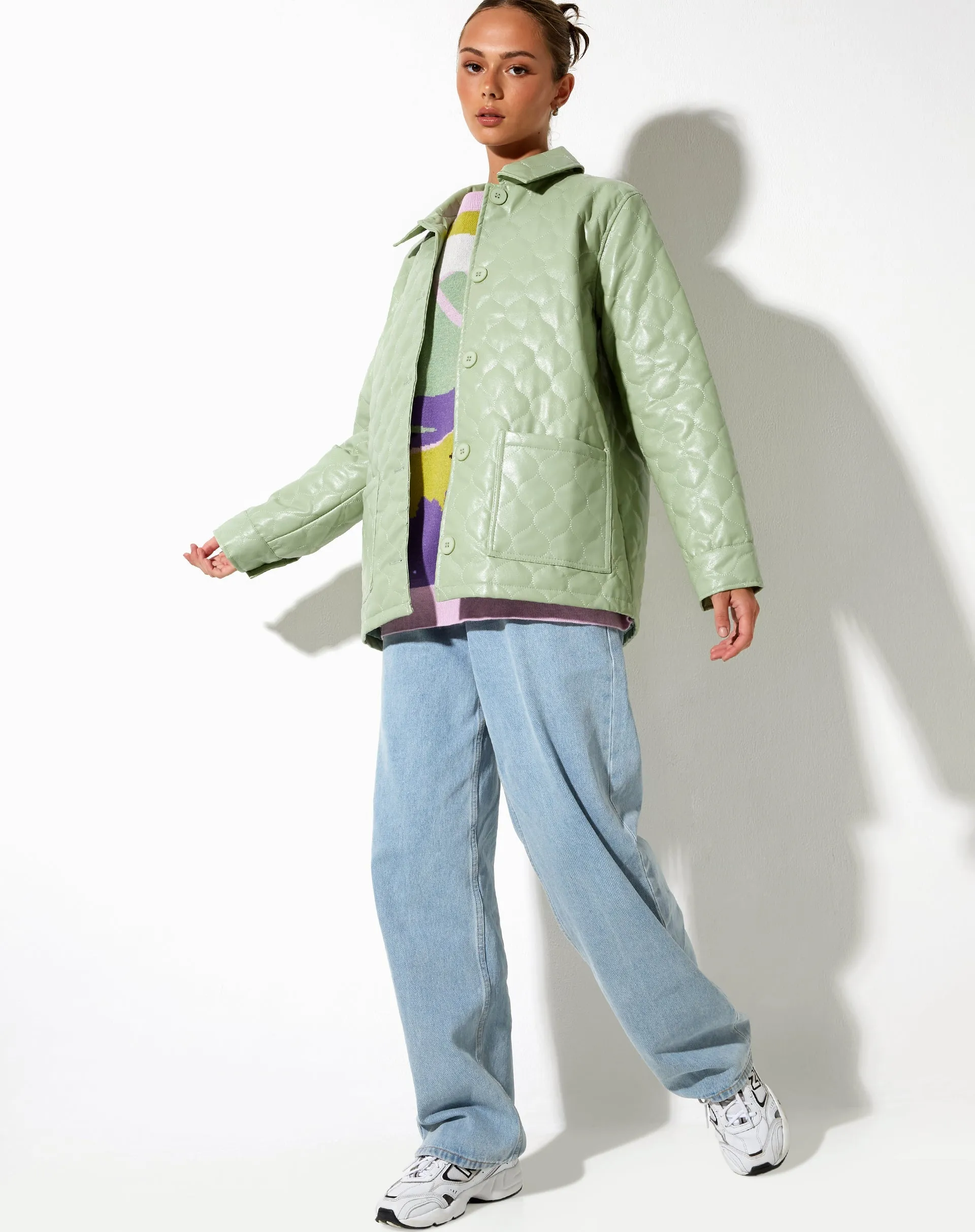 Winka Jacket in Quilted PU Pastel Mint sold by Motel Rocks product image thumbnail 3