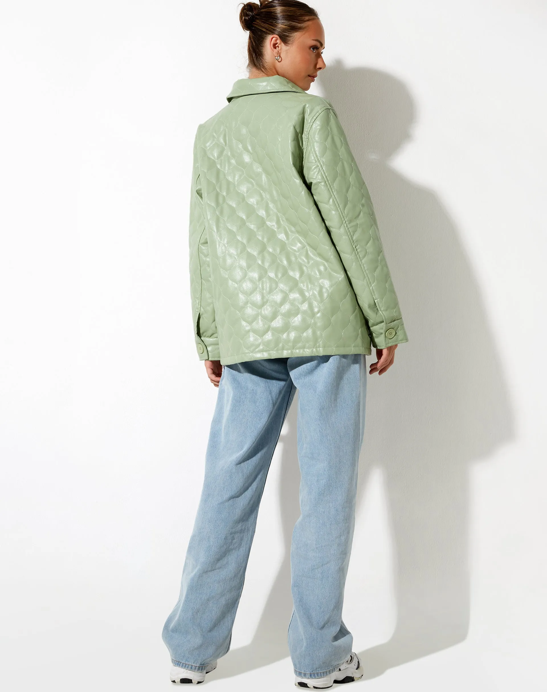 Winka Jacket in Quilted PU Pastel Mint sold by Motel Rocks product image thumbnail 4