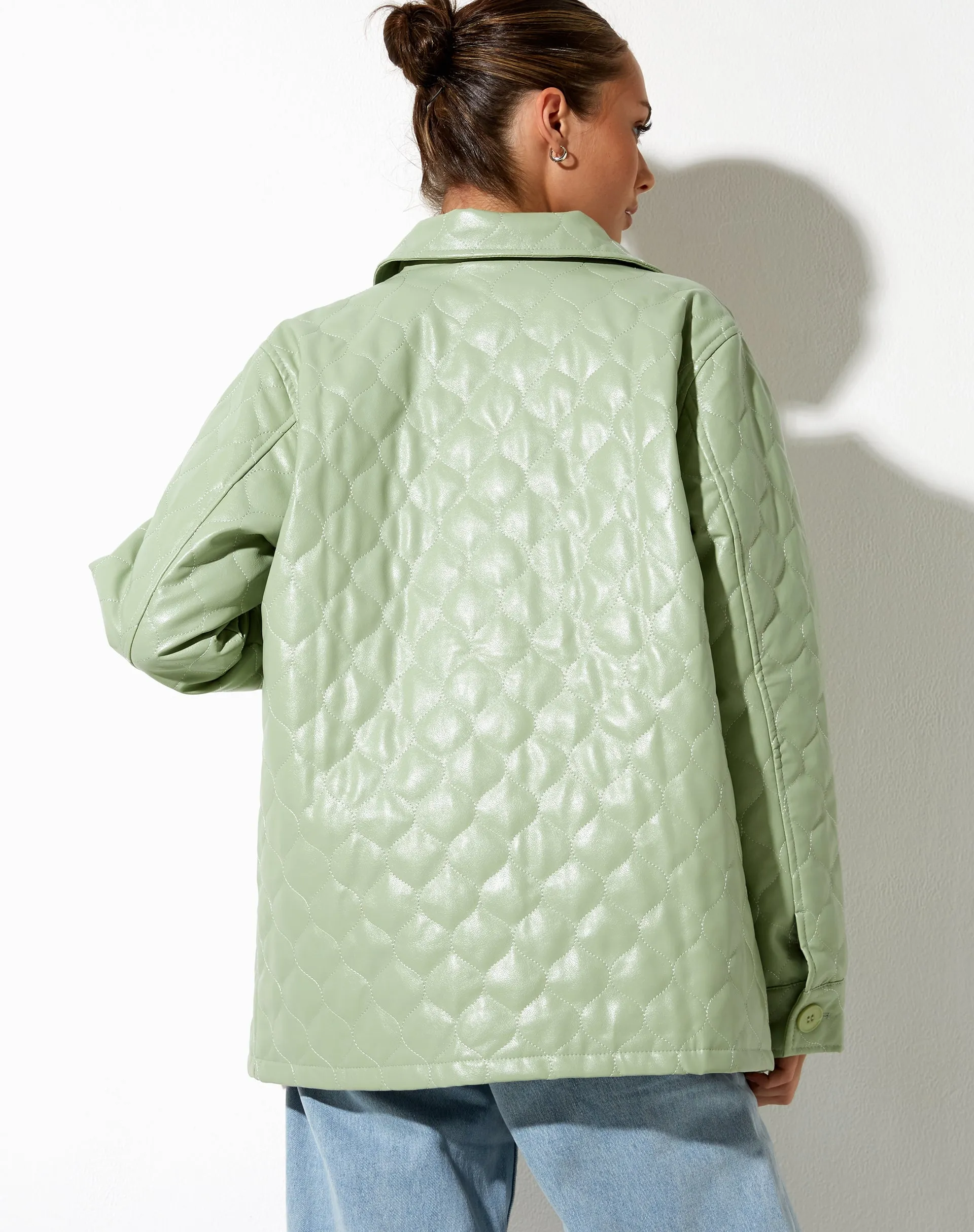 Winka Jacket in Quilted PU Pastel Mint sold by Motel Rocks product image thumbnail 2