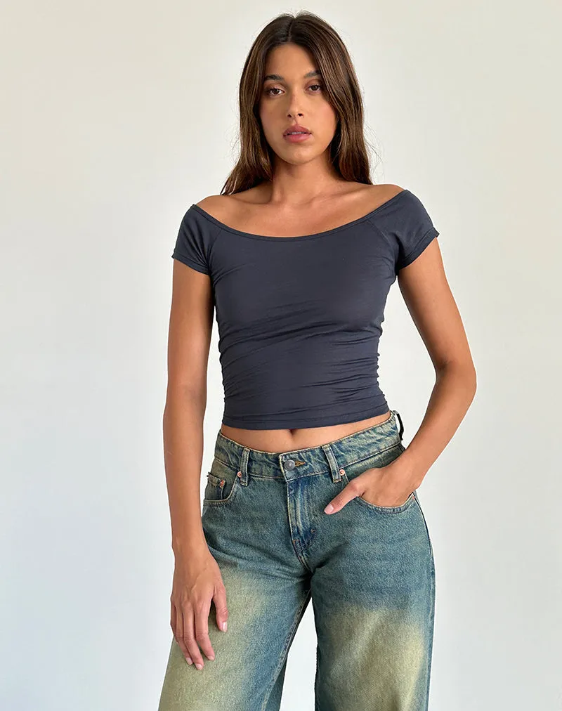 Charya Off The Shoulder Top in Ocean Storm sold by Motel Rocks product image thumbnail 3
