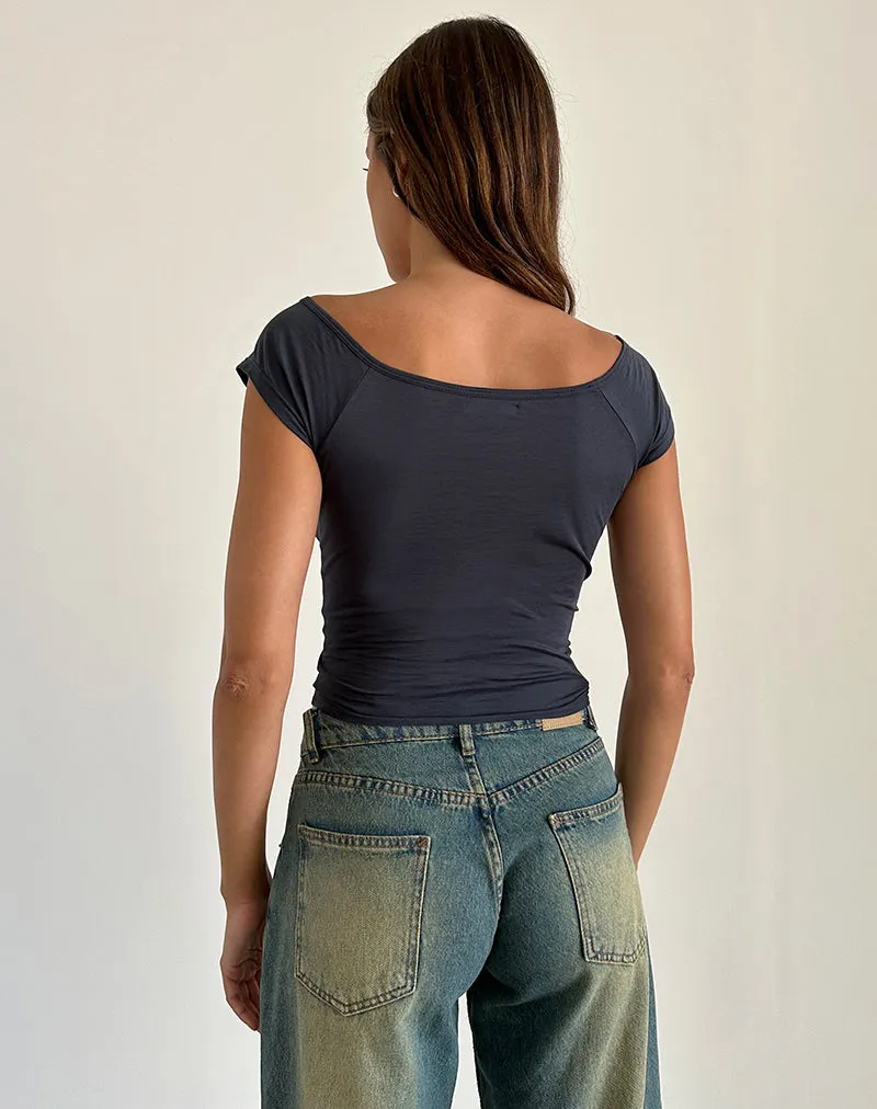 Charya Off The Shoulder Top in Ocean Storm sold by Motel Rocks product image thumbnail 5