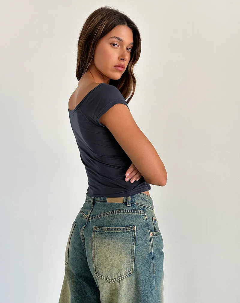 Charya Off The Shoulder Top in Ocean Storm sold by Motel Rocks product image thumbnail 2