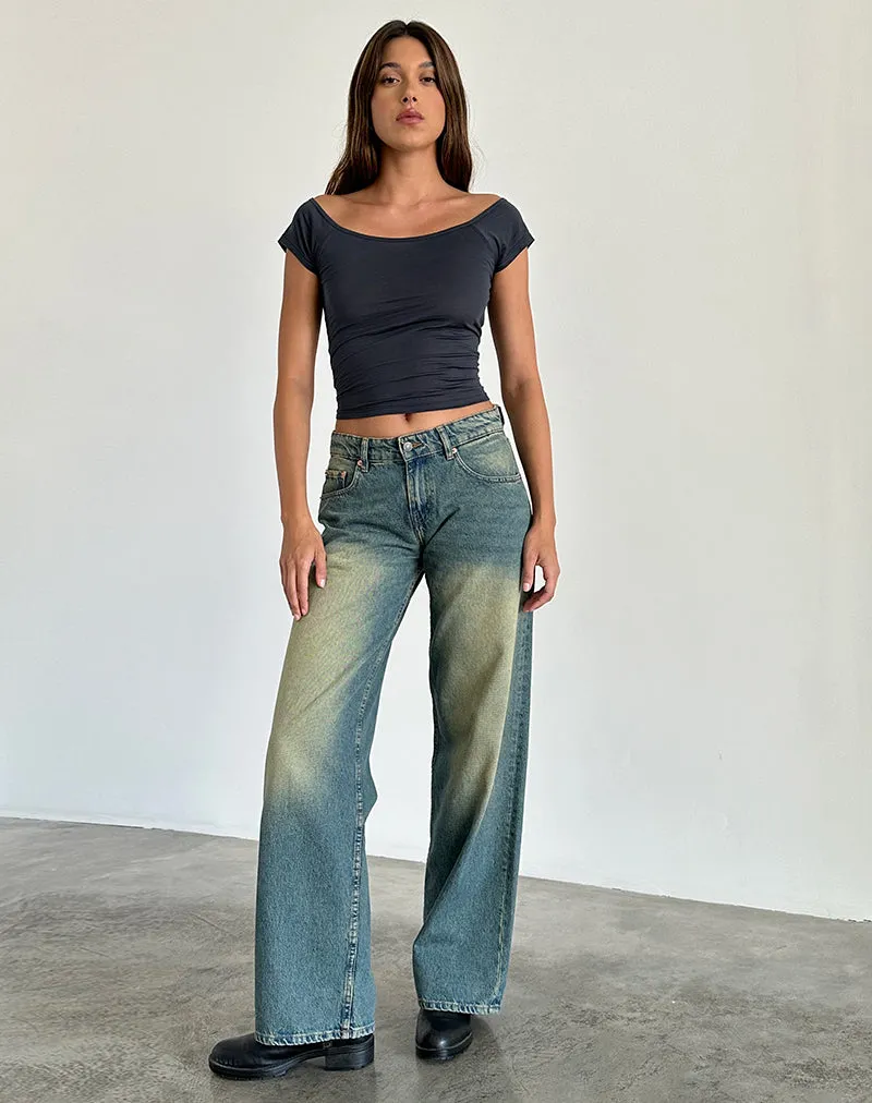 Charya Off The Shoulder Top in Ocean Storm sold by Motel Rocks product image thumbnail 4