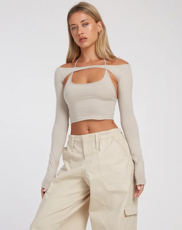 Brandy Long Sleeve Top in Coconut Milk sold by Motel Rocks