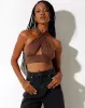 Silta Crop Top in Deep Mahagony sold by Motel Rocks