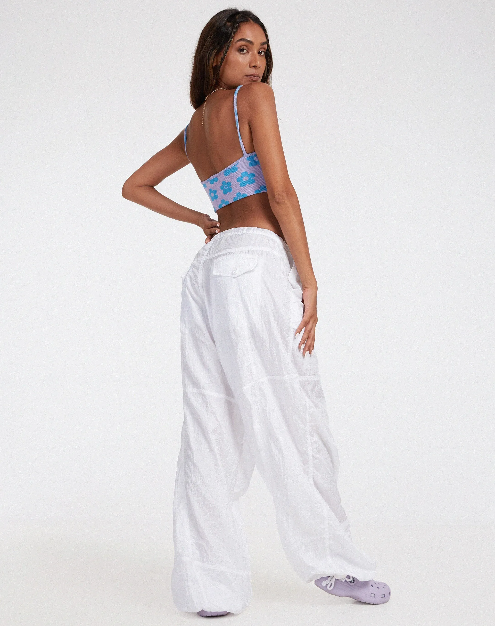 Tala Crop Top in Cute Floral Daisy Lilac and Blue sold by Motel Rocks product image thumbnail 4