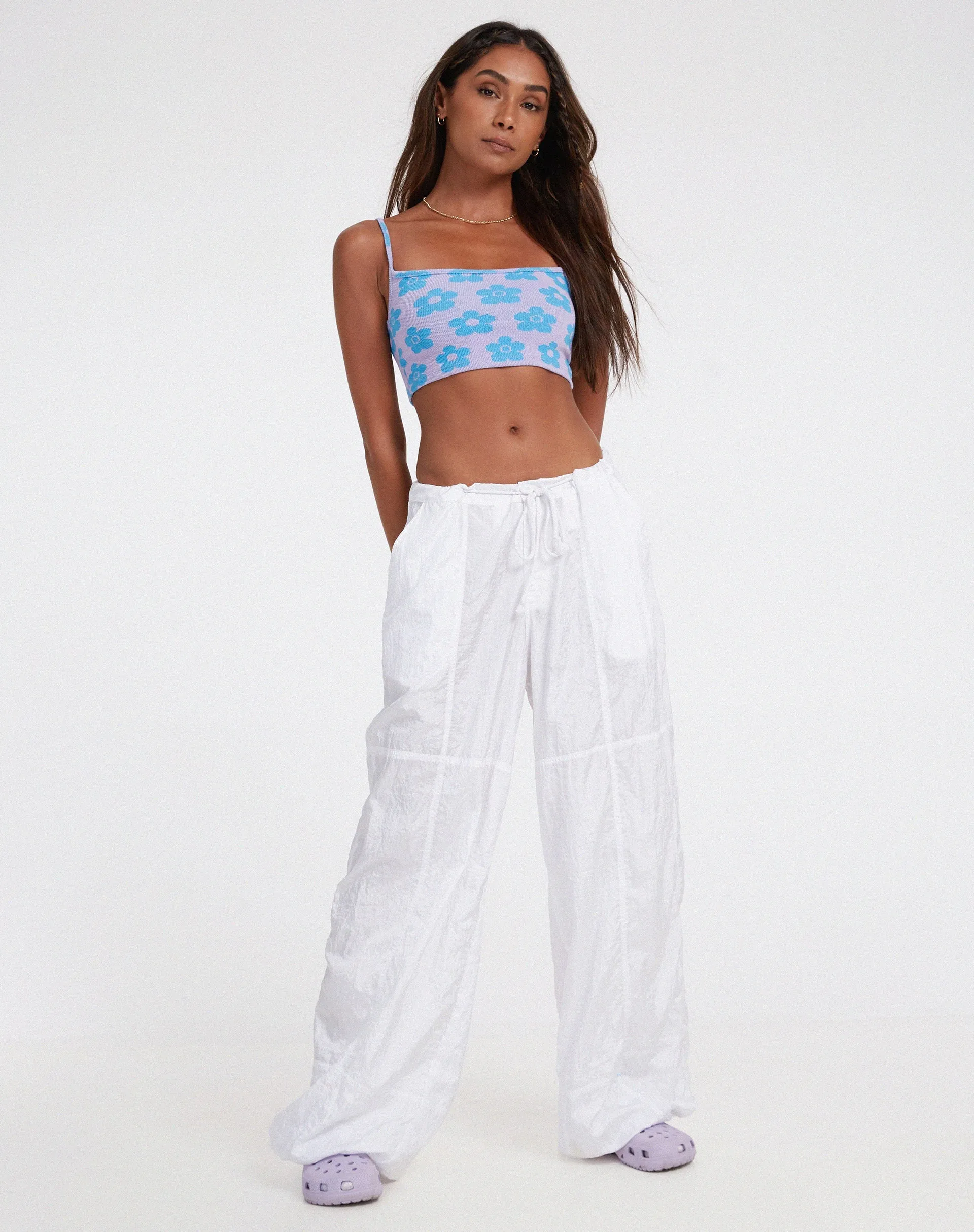 Tala Crop Top in Cute Floral Daisy Lilac and Blue sold by Motel Rocks product image thumbnail 3