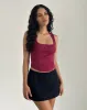 Jinisa Corset Top in Burgundy sold by Motel Rocks