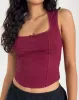Jinisa Corset Top in Burgundy sold by Motel Rocks