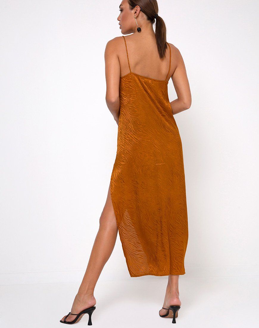 Batis Maxi Dress in Satin Zebra Golden Coral sold by Motel Rocks product image thumbnail 2