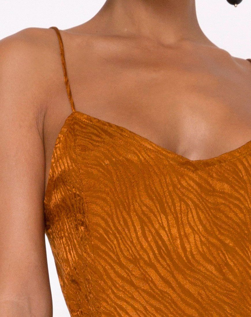 Batis Maxi Dress in Satin Zebra Golden Coral sold by Motel Rocks product image thumbnail 5