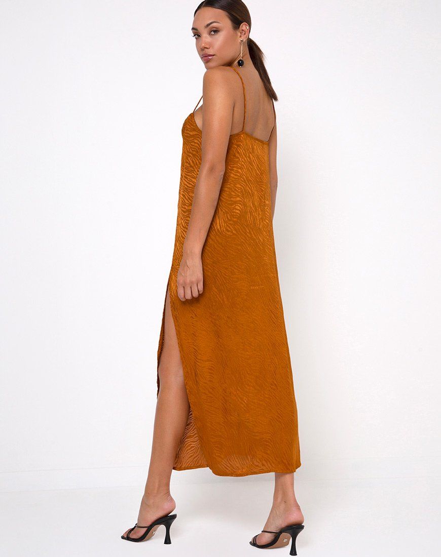 Batis Maxi Dress in Satin Zebra Golden Coral sold by Motel Rocks product image thumbnail 4