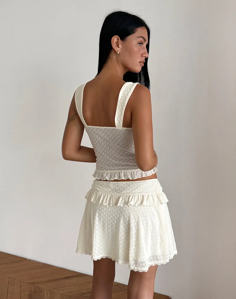 Gastri Mini Skirt in Ivory Polka Flock sold by Motel Rocks product image thumbnail 4