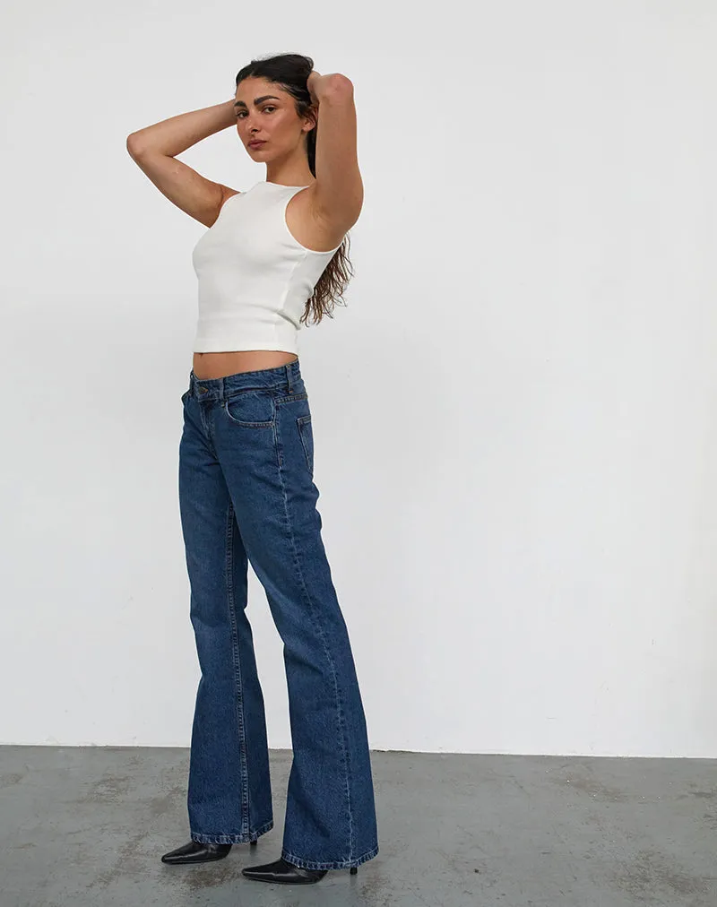 Rigid Low Rise Flare Jeans In Mid Blue Used sold by Motel Rocks product image thumbnail 4