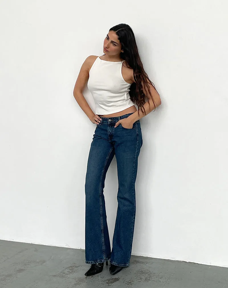 Rigid Low Rise Flare Jeans In Mid Blue Used sold by Motel Rocks product image thumbnail 5