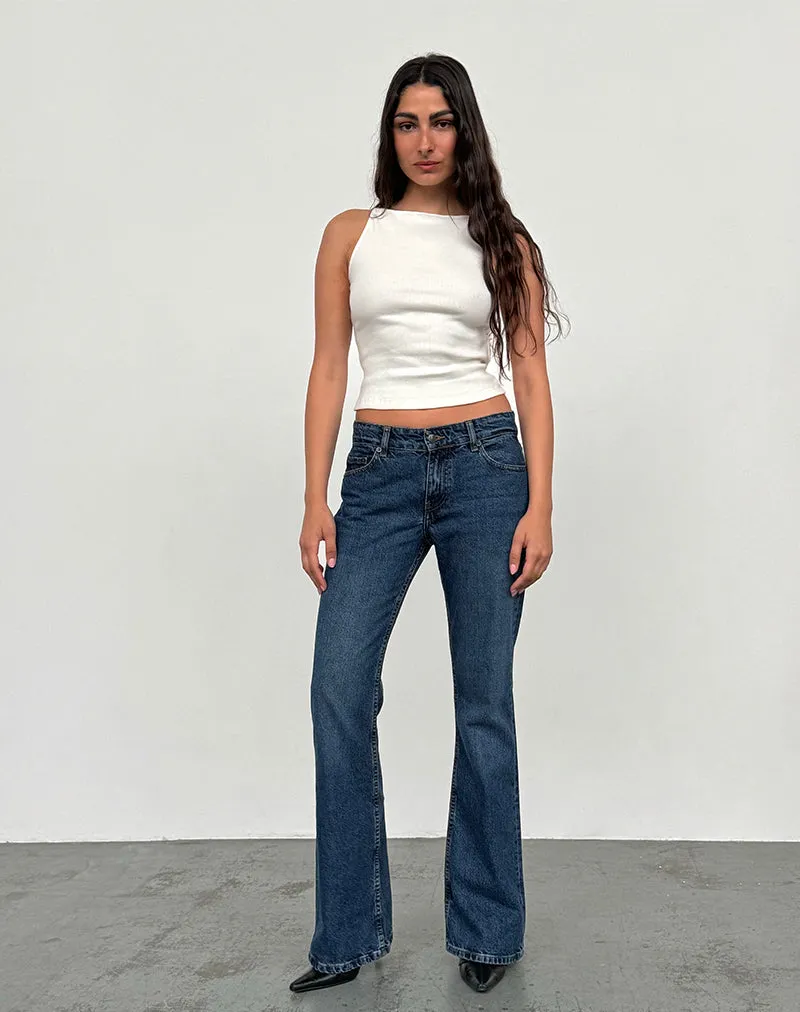 Rigid Low Rise Flare Jeans In Mid Blue Used sold by Motel Rocks product image thumbnail 2