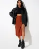 Saika Midi Skirt in Mini Croc Brown sold by Motel Rocks