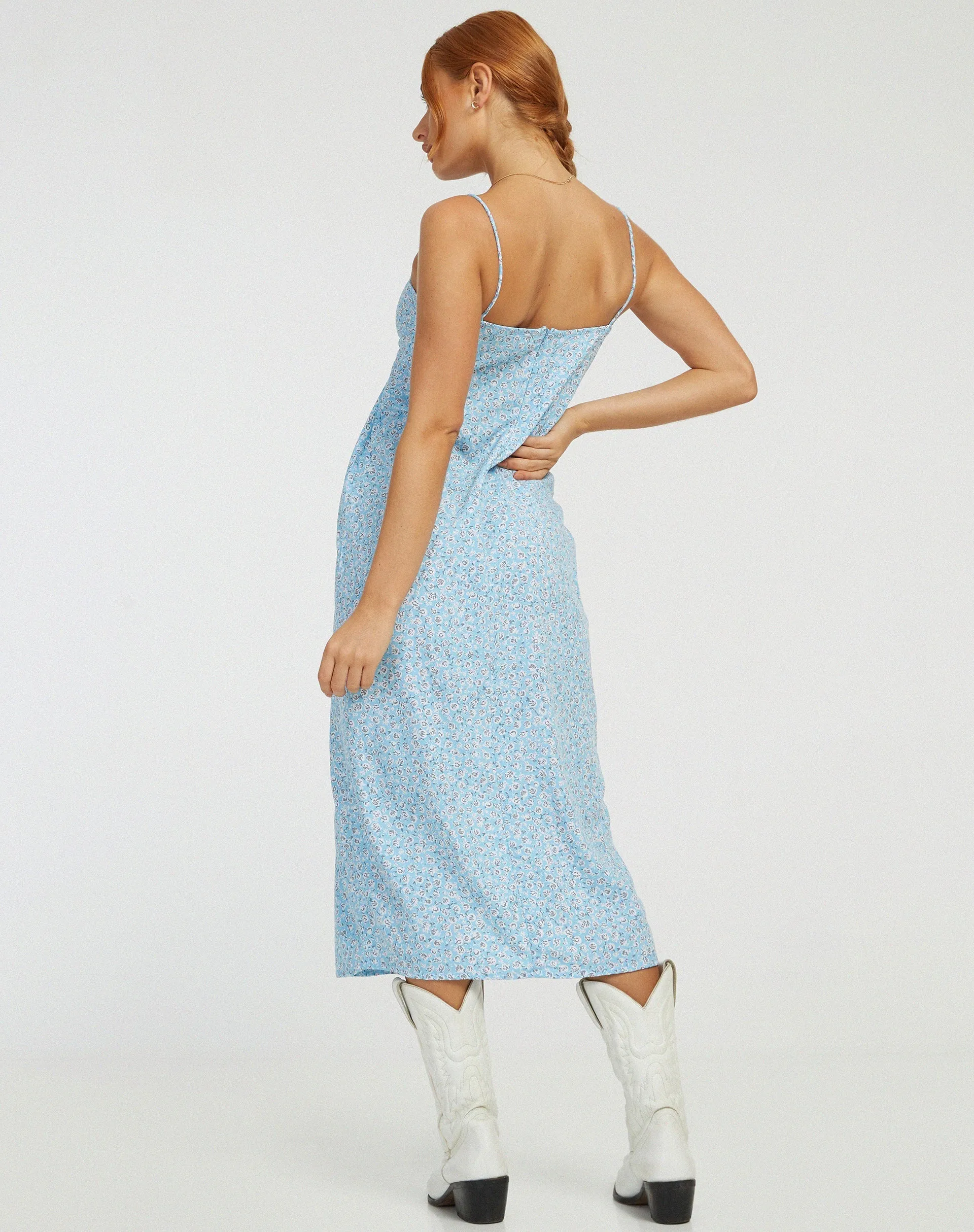 Cypress Midi Dress in Ditsy Rose Blue sold by Motel Rocks product image thumbnail 4