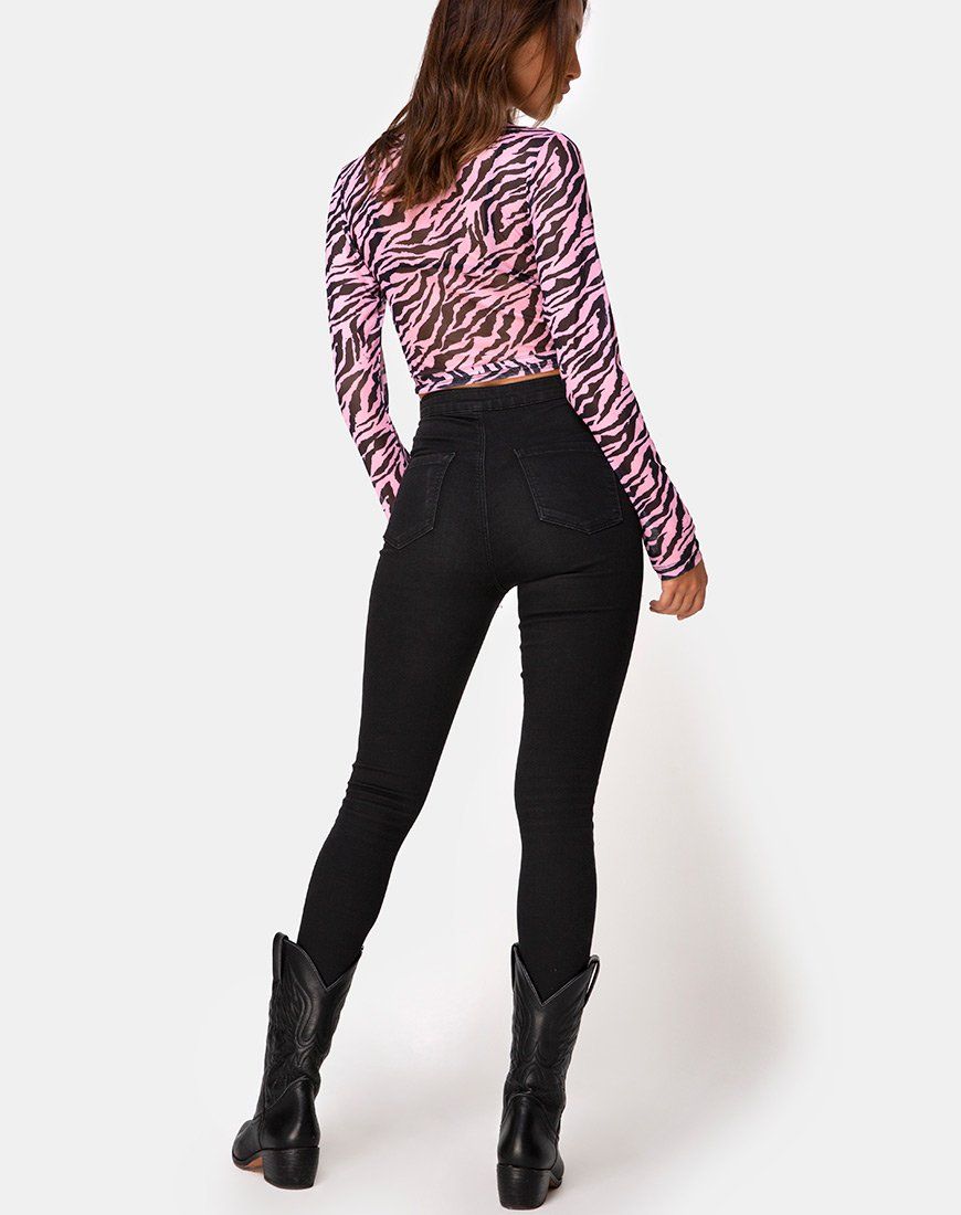 Kayak Wrap Top in Blush Zebra Mesh sold by Motel Rocks product image thumbnail 4