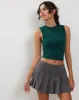 Monlo Vest Top in Bottle Green sold by Motel Rocks