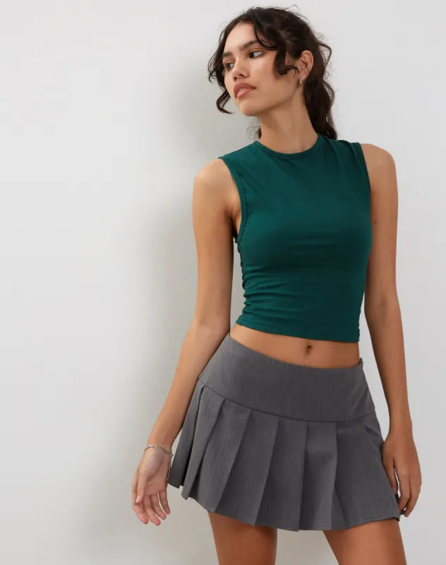 Monlo Vest Top in Bottle Green sold by Motel Rocks