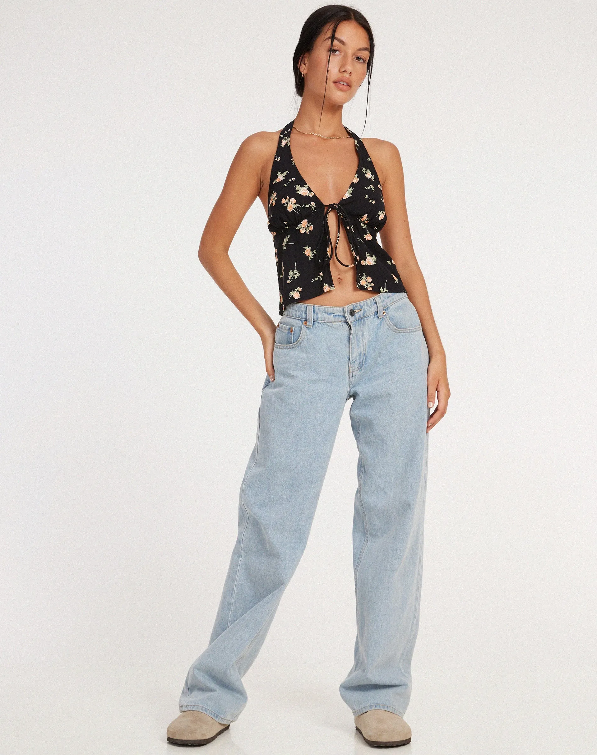 Roula Halter Top in Rose Garden Black sold by Motel Rocks product image thumbnail 3