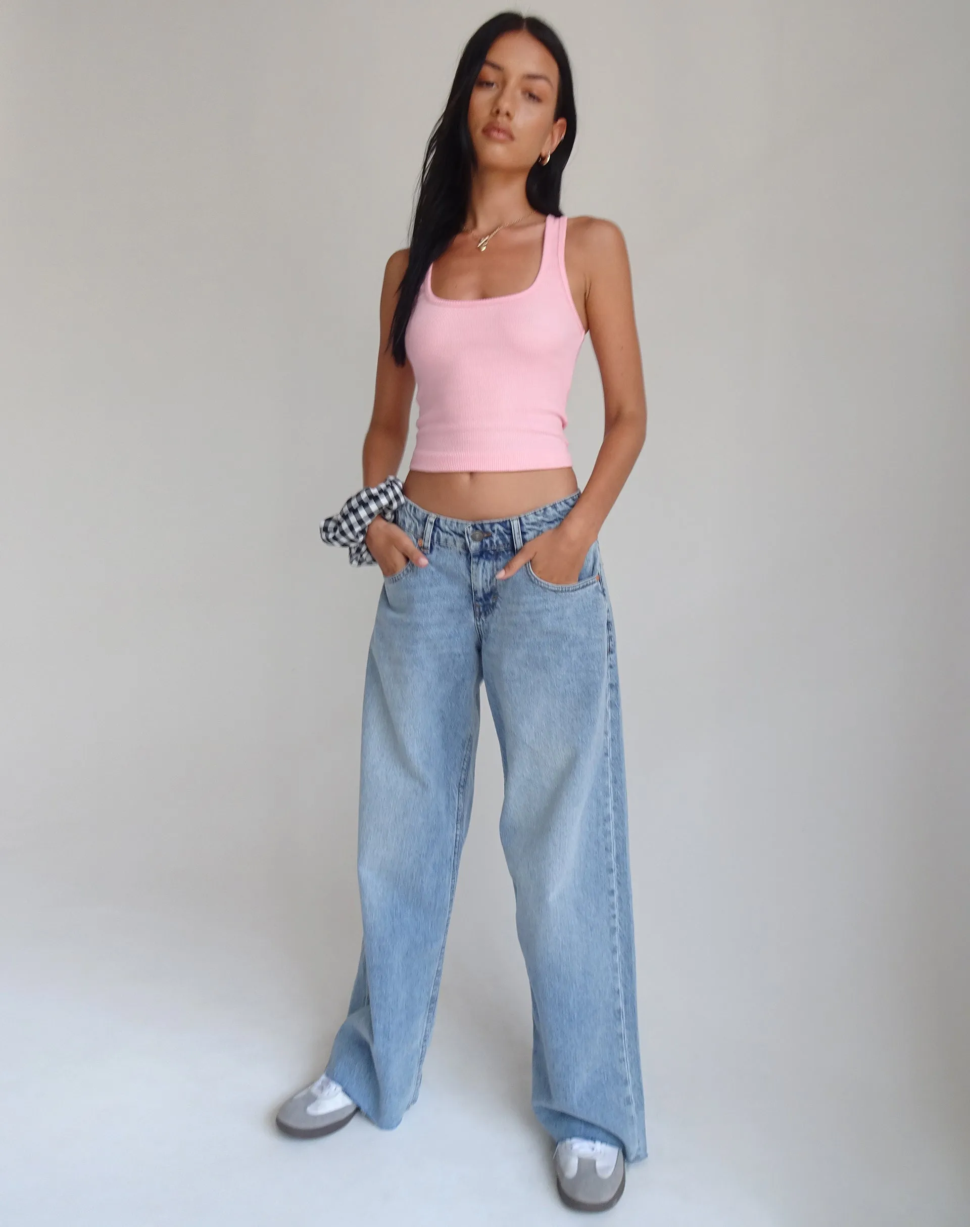 Roxe Ribbed Vest Top in Ballet Pink sold by Motel Rocks product image thumbnail 3