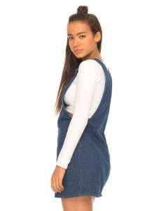 Litton Pinafore Dress in Denim Indigo sold by Motel Rocks