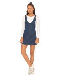 Litton Pinafore Dress in Denim Indigo sold by Motel Rocks