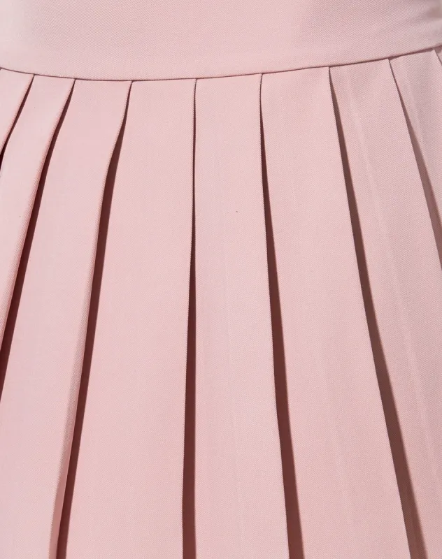Cason Mini Pleat Skirt in Soft Pink sold by Motel Rocks