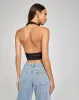 Bailta Crop Top in Satin Black sold by Motel Rocks