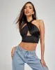 Bailta Crop Top in Satin Black sold by Motel Rocks