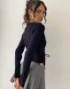 Zelda Knitted Wrap Cardigan in Black with Rosette sold by Motel Rocks