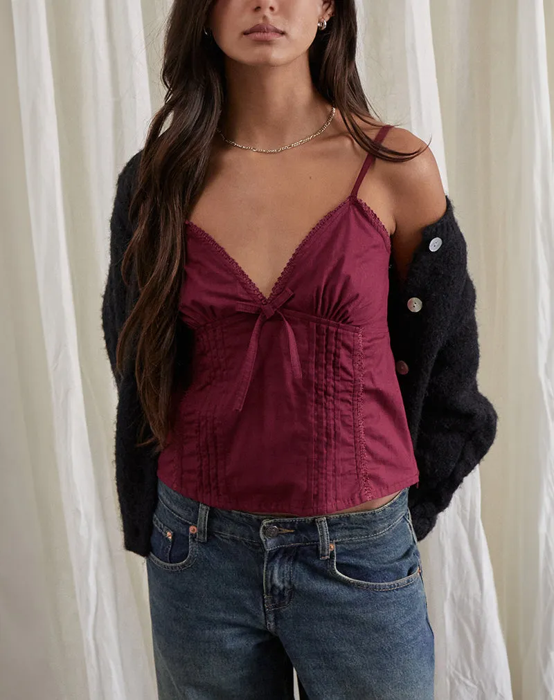 Jepuni Cami Top in Burgundy sold by Motel Rocks product image thumbnail 4