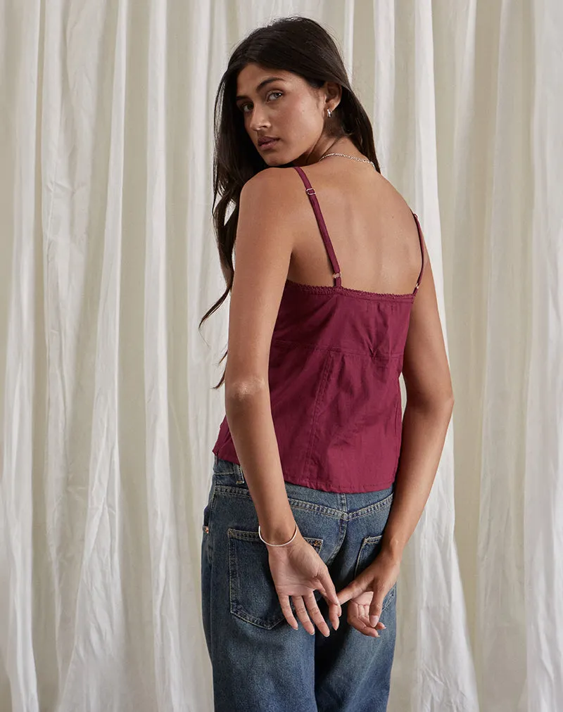 Jepuni Cami Top in Burgundy sold by Motel Rocks product image thumbnail 3