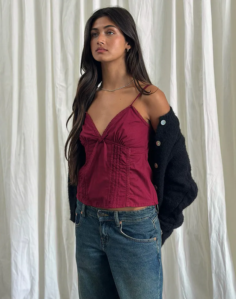 Jepuni Cami Top in Burgundy sold by Motel Rocks product image thumbnail 5