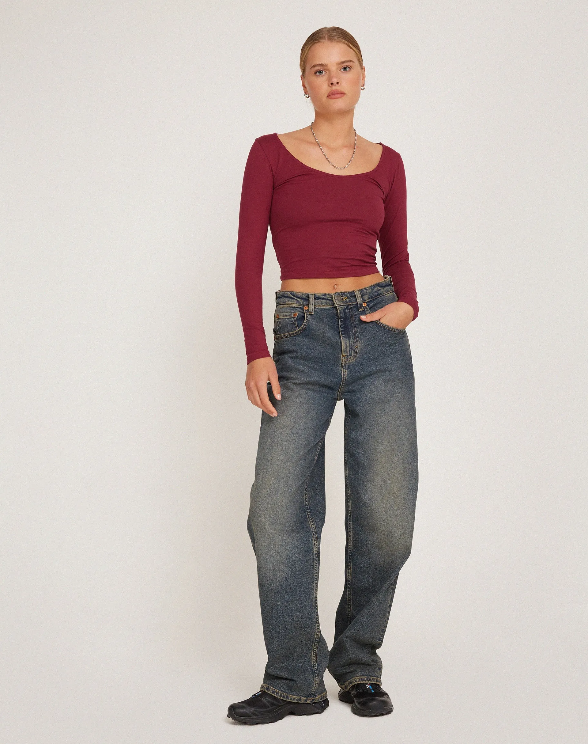 Bonlo Long Sleeve Top in Plum sold by Motel Rocks product image thumbnail 5