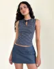 Olsa Denim Mini Skirt in Chambray Indigo sold by Motel Rocks