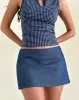 Olsa Denim Mini Skirt in Chambray Indigo sold by Motel Rocks